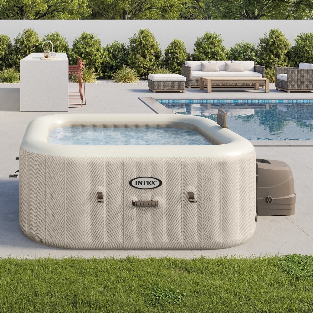 4-Person Chevron Deluxe Square Bubble Spa Set 4-Person Chevron Deluxe Square Bubble Spa Set