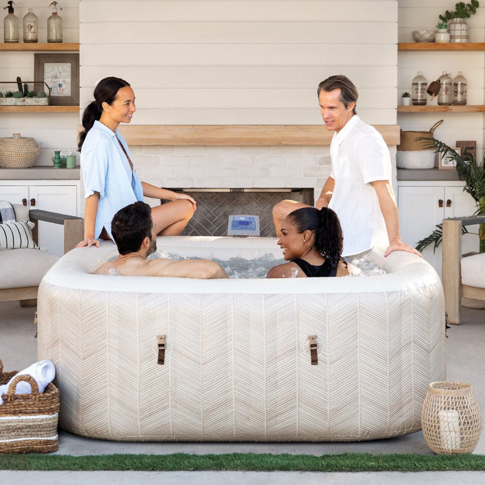 4-Person Chevron Deluxe Square Bubble Spa Set 4-Person Chevron Deluxe Square Bubble Spa Set - Image 2